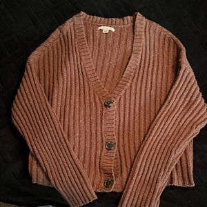 American Eagle Outfitters Ribbed Cardigan - Brown